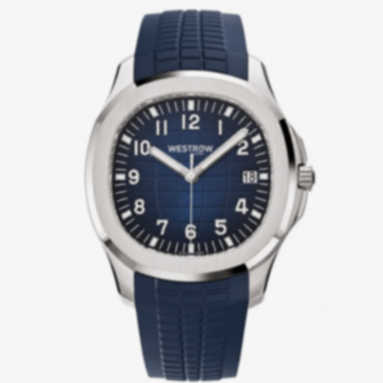 Men's Automatic Watch with Rounded Case and Molded Strap